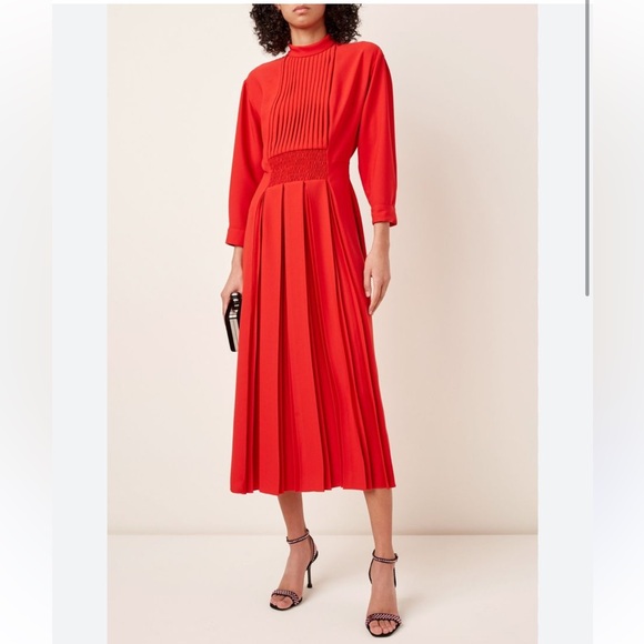 Prada Dresses & Skirts - NWT***PRADA***Red Pleated Crepe Midi Dress****I 36; US 0***$2110